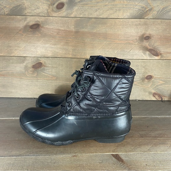 Sperry saltwater Womens size 7 duck boots black waterproof comfort shoes - Picture 1 of 8